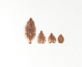 Tiny copper leaf, elm leaves,  1/4 x 3/16 inch, set of 20, 25 gauge - Romazone