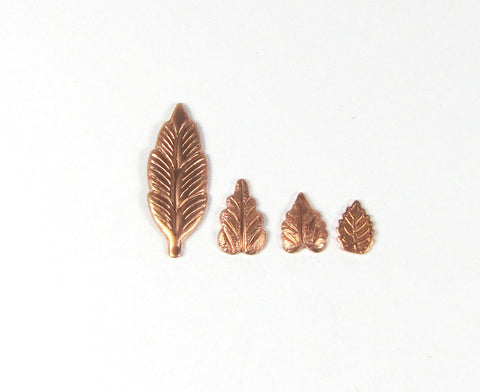 copper leaf element, Feather element,  21 mm x 7 mm, 15 pack, has a slight curve - Romazone
