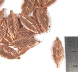 copper leaf element, Feather element,  21 mm x 7 mm, 15 pack, has a slight curve - Romazone