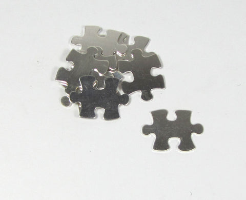 Puzzle piece, 22 gauge sterling, 20mm x 16mm  3 pack, for stamping, earrings, pendants charms - Romazone