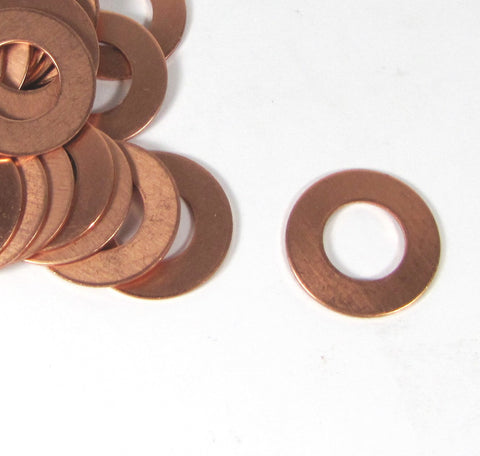copper washers, 18 gauge 1 inch with 1/4 rim, 12 pack, thick heavy copper washer, rose metal - Romazone