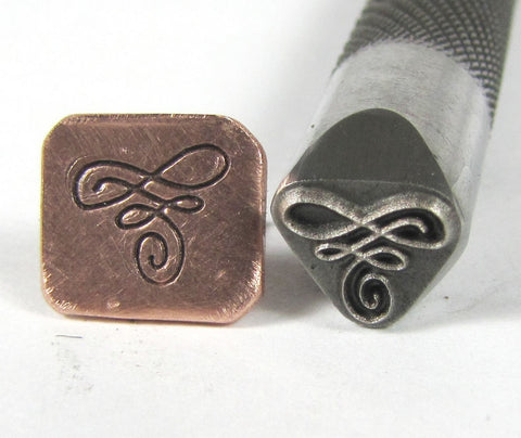 Fancy flourish, design stamp, 8x8 mm, metal stamping, for all metals - Romazone