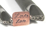 Cursive Script Love Stamps, in two sizes, for all metals and stainless, 11 x 5 mm and 8 x 3 mm - Romazone