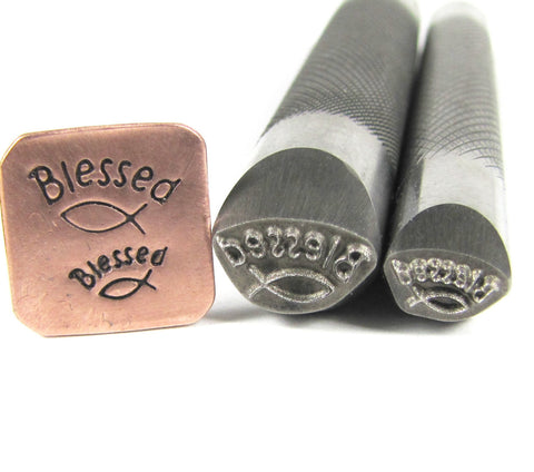 Blessed with Fish Stamps in two sizes on professional grade tools for all metals and stainless steel 12x7mm and 8x4mm - Romazone