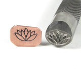 Big Flowering Lotus, graphic design stamp, For all metals, 12 x 8 mm, meditation yoga flower - Romazone