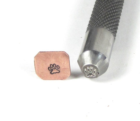 Mini size Dog paw, 3 x 3 mm, design stamp, professional grade, USA made, for stainless - Romazone