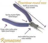 Round Nose Pliers, 6.5 inches long, comfy foam grip, box joint pliers, hand saver pliers, smooth operation, wire working pliers - Romazone