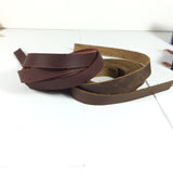 leather strapping, Wrap bracelet .5 inch wide, 2- 48 inch strips dark brown, 2- 60 inch brown, soft supple - Romazone
