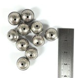 stamped tribal seamed beads, oxidized Sterling silver, 10 mm size, 1.5 mm hole, 10 pack, naive style - Romazone