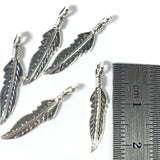 Sterling tribal feather 22mm, right and left, 10 pack, with loop, naive style, southwest chic - Romazone