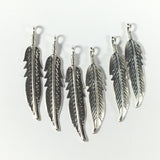 sterling feather, Tribal feather, detailed feathers, right left feathers, 6 pack, approx. 1.5 inches with loop, native style, southwest chic - Romazone