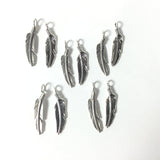 Sterling feathers, 20mm silver feathers, tribal feathers, Feather charms, right left feathers, 10 pack, with loop, naive style - Romazone