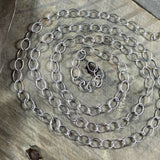 Cable chain, sterling silver Oxidized, stamped links, USA MADE, Southwest tribal style chain, by the foot, link 8mm X 5mm - Romazone