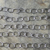 Cable chain, sterling silver Oxidized, stamped links, USA MADE, Southwest tribal style chain, by the foot, link 8mm X 5mm - Romazone