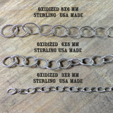 sterling chain, Oxidized stamped Oval link,  variety chain pack, USA MADE, cable southwest chain, 36 inch each. - Romazone