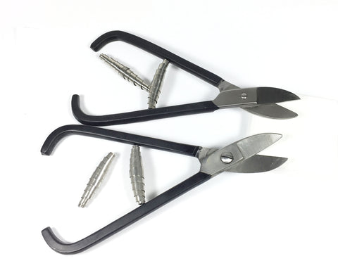 Set of 2 French Style Sheet Metal Shears, Straight and Curved